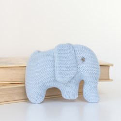 Knitted Organic Cotton Blue Elephant Toy